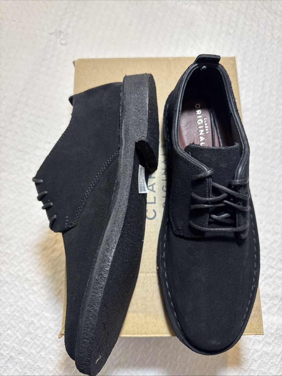 Clarks Originals Desert London Womens Lace Up Shoe In Black Suede