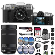 Fujifilm X-T50 Mirrorless Digital Camera XC15-45mm XF 70-300mm Lens Silver