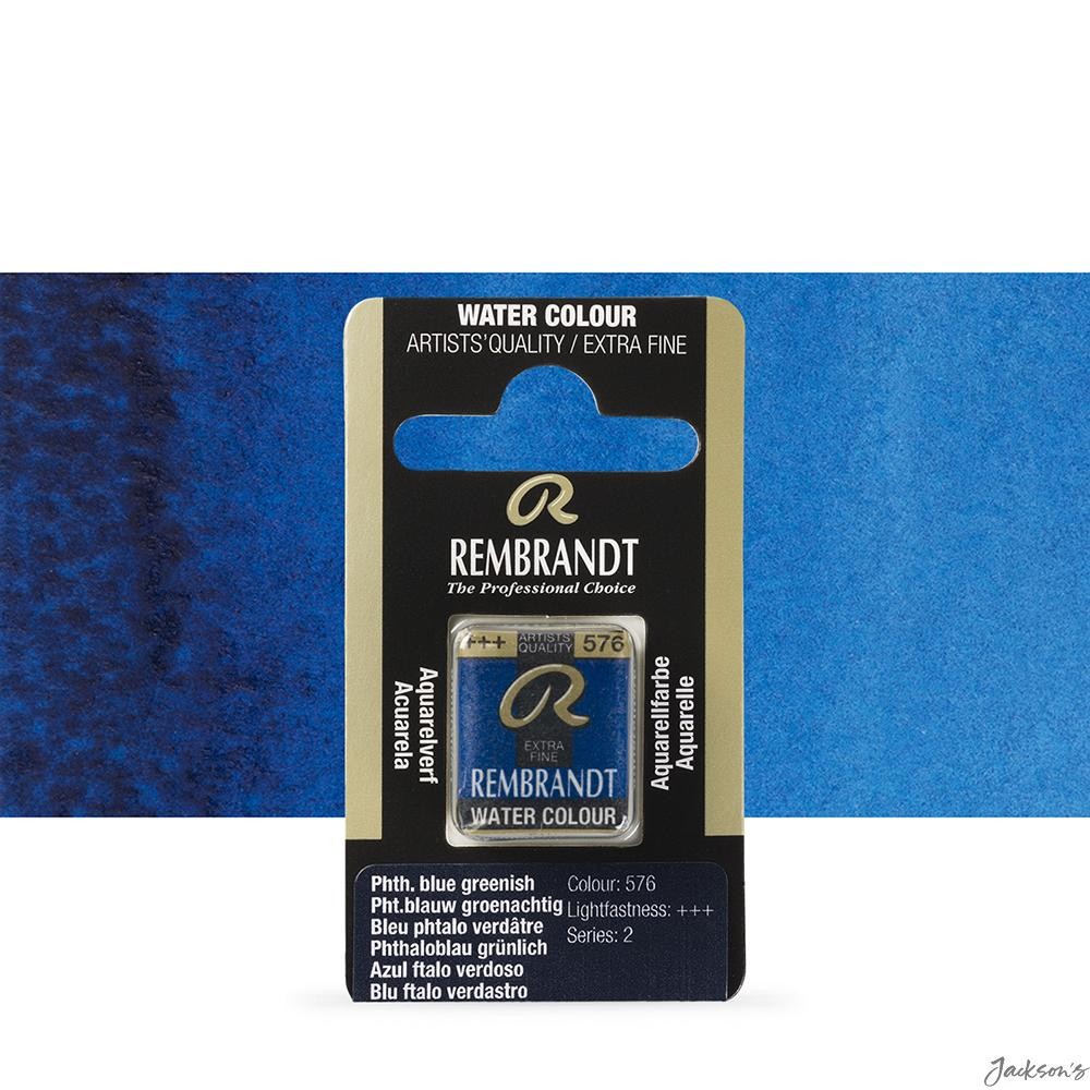 Royal Talens Rembrandt Watercolour Paint Half Pan Phthalo Blue Green Colour