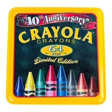 Crayola 40th Anniversary Collector Tin 64 Crayons Sharpener, New, USA