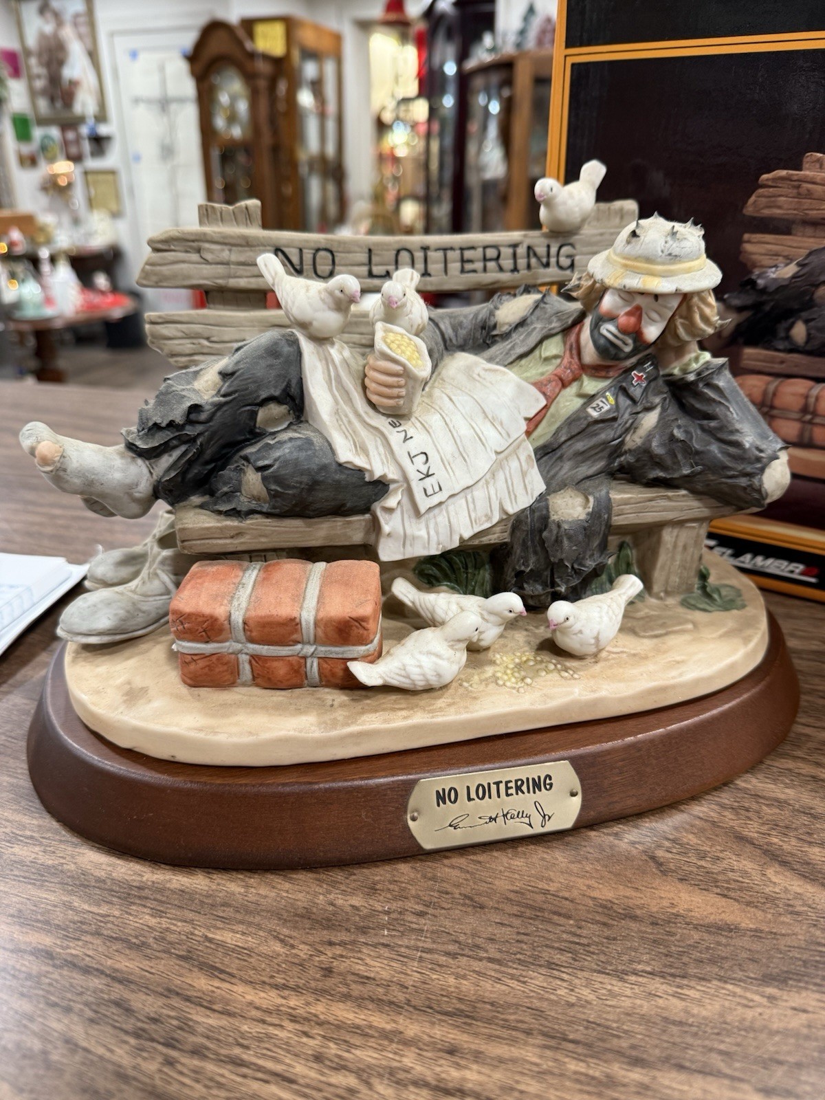 1988 Emmett Kelly Jr No Loitering Ltd Edition Porcelain Figurine Autographed