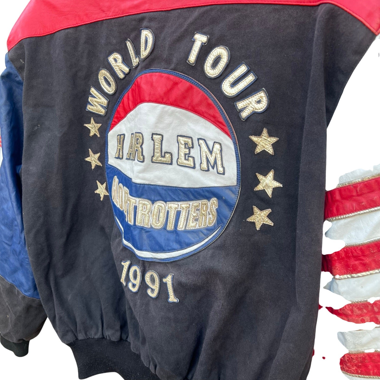 Vintage Jeff Hamilton Harlem Globetrotters Leather Jacket Large 22x28 image 6