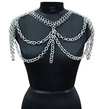 Medieval Chainmail Collar Aluminum Shoulder Top for Women LARP RenFaire Costume