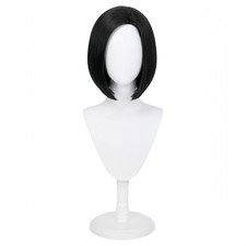 Short Black Cosplay Wig for Daily Wear with Wig Cap Less plastic shine,Heat-re
