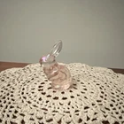 VTG Fenton Glass Pink Iridescent Bunny Rabbit Figurine 2.75"