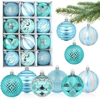 Weihnachtskugeln Blau Kunststoff 6Cm 12 StüCk Set Christbaumkugeln Groß