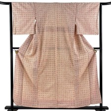 JAPANESE KIMONO KOMON Thin Orange 157cm 5 ft 2 in PURE SILK AA9023