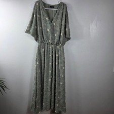 Zara Olive Green Polka Dot Maxi Dress XS Bohemian Maxi Dress