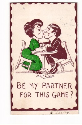 Private Mailing Card 1907 Kissing Cartoon Couple Be My Partner For This Game