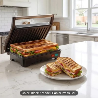 1000W Panini Press Grill & Sandwich Maker 3-in 1 Electric Grill 180°