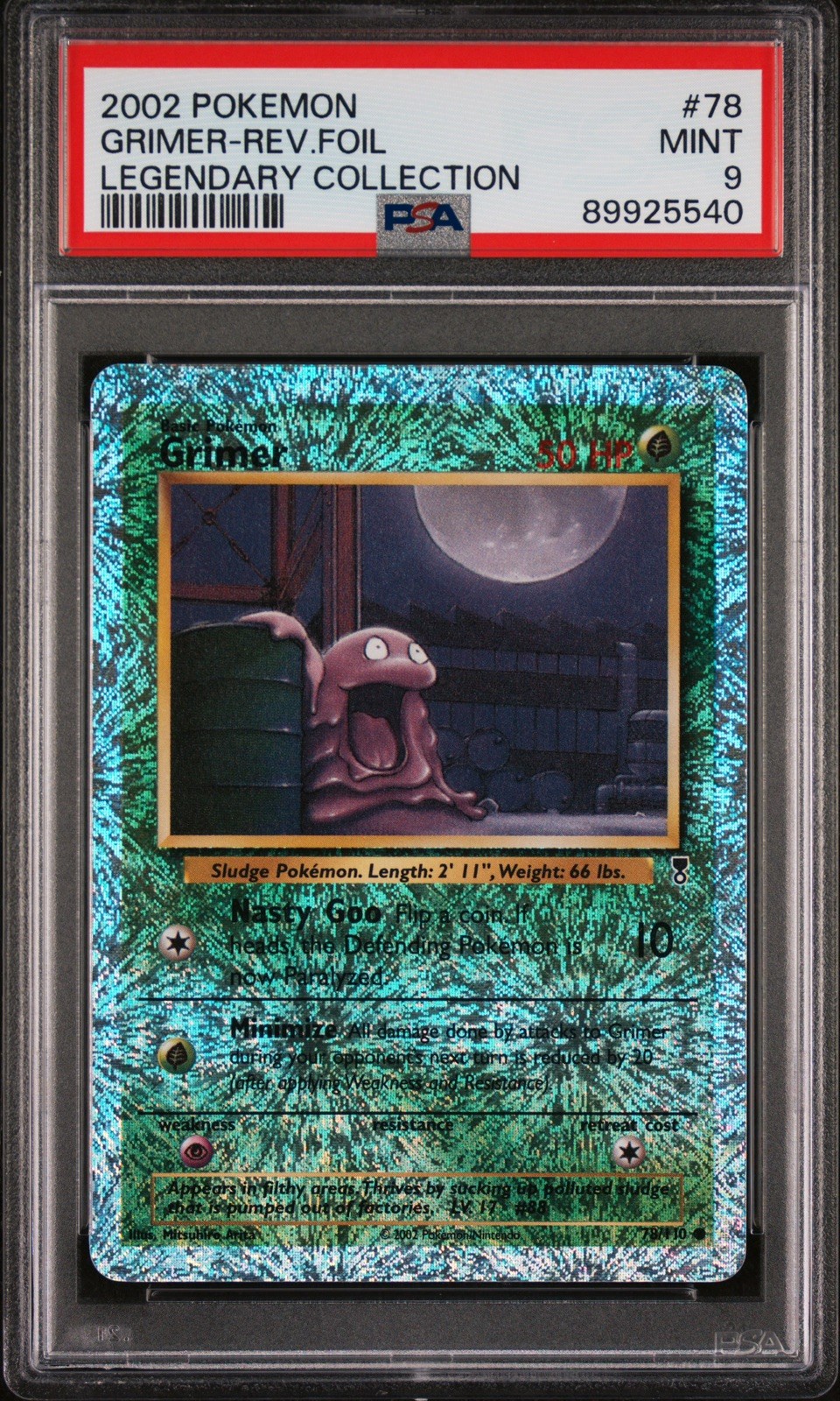 2002 POKEMON LEGENDARY COLLECTION #78 GRIMER-REVERSE FOIL PSA 9