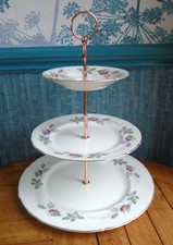 Bridal Rose 3 tier XL cake stand Made from Paragon china vintage plates