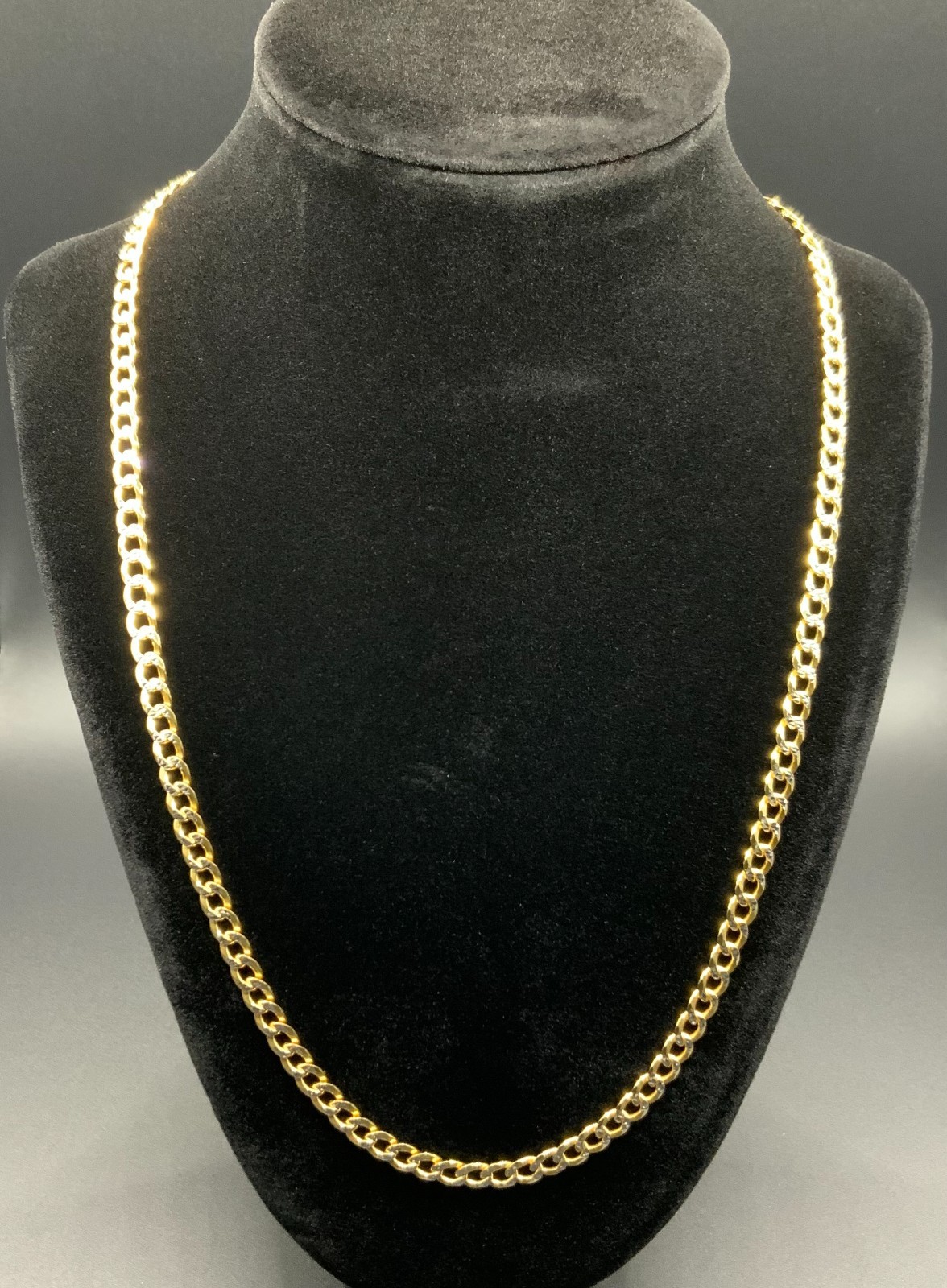 Collar cubano oro 14K cadena corte diamante - 22" 5 mm 17,9 g - plata de ley 925