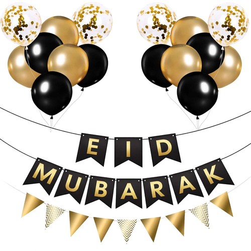 Buygain Eid Decorations For Home, Black And Gold Eid Mubarak Decorations