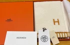 HERMES Hand Towel Vis-Versa Terracotta Tan H Logo Cotton France New 33 x 33 cm