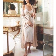 Flora By Flora Nikrooz Lingerie Nightgown Womens Small White Satin Venise Trim