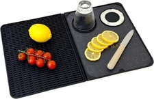 Bar Mat, Bar Accessories,Multifunctional Folding Cocktail Mat with Cutting Board