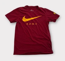 Nike AS Roma Club T-Shirt Adult Size Small Red Short Sleeve Cotton Futbol Soccer
