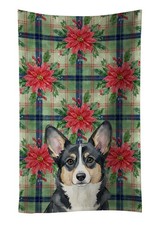 Caroline's Treasures Black White Cardigan Welsh Corgi Christmas Poinsettas Towel