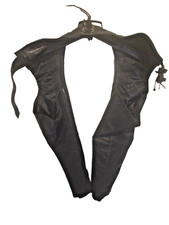 UNIK Premium Leather Chaps Pants Mens Size XS Black Adjustable Waist Biker