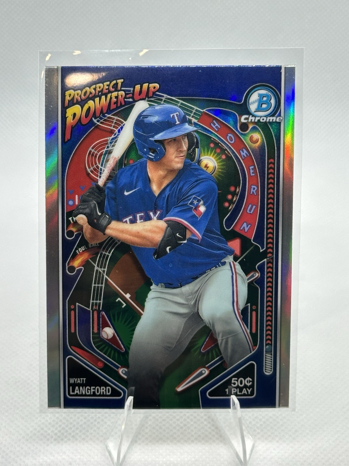 2024 Bowman Chrome Wyatt Langford Prospect Power Up #PP-3 Texas Rangers