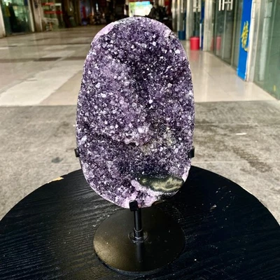 5.6LB Natural Brazilian Amethyst Crystal Point Stone Cluster Quartz Druzy Geode - Image 1 of 4