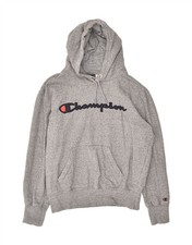 CHAMPION Womens Graphic Hoodie Jumper UK 14 Medium Grey Cotton EW08