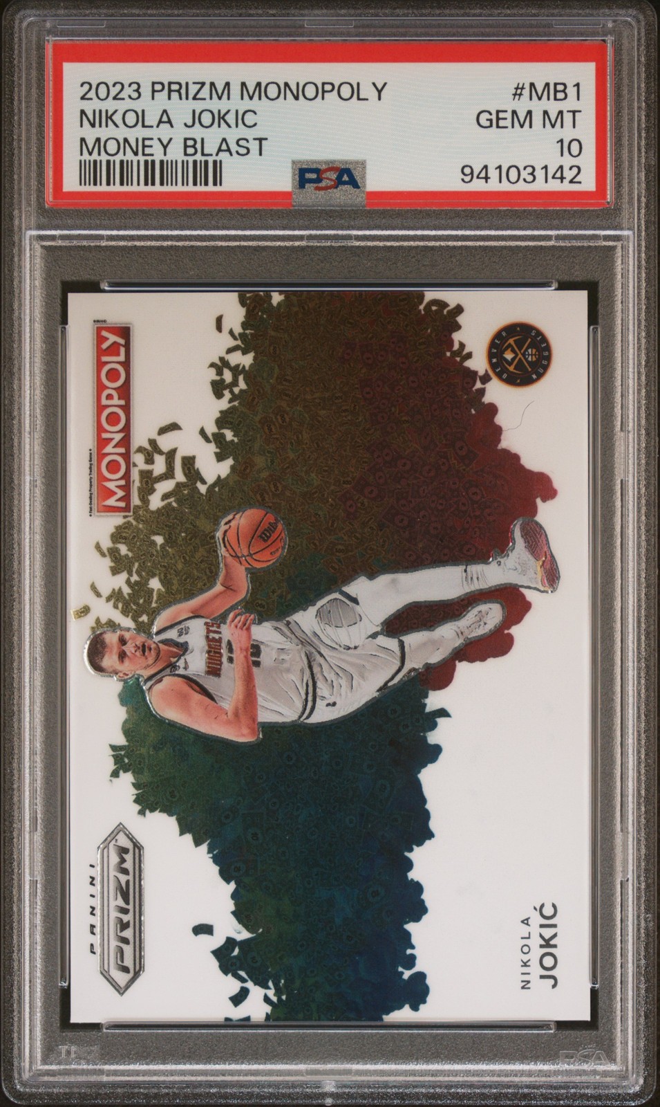 Nikola Jokic 2023-24 Panini Prizm Monopoly #MB-1 Money Blast PSA 10 Nuggets