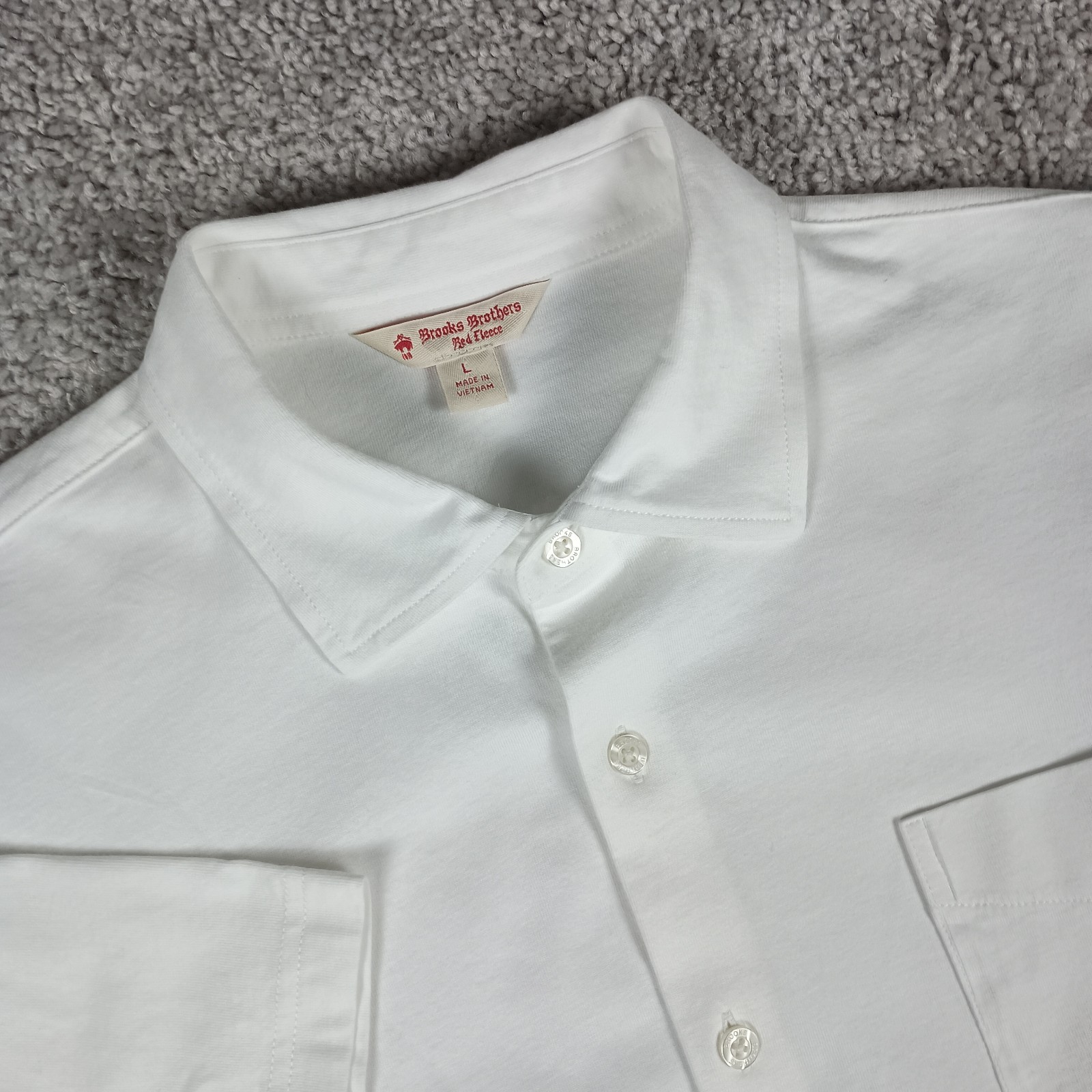 Brooks Brothers Red Fleece Men's Large White Short Sleeve Button Down Shirt EUC