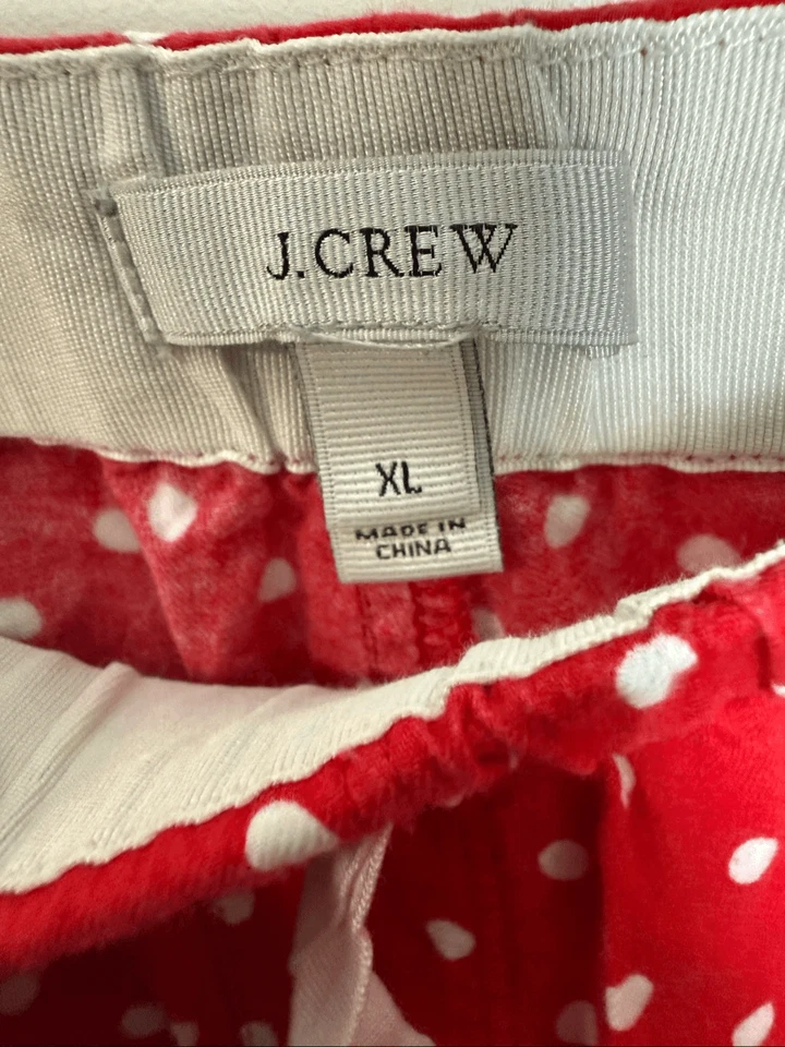J.Crew Red White Polka Dot Cotton Pajama Pants Women’s XL - Image 2 of 4