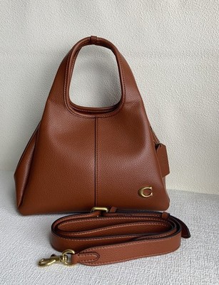 New COACH CM545 Lana Shoulder Bag 23 Polished Pebble Leather Brown Outlet JPN