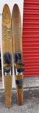 Vintage Connelly Wooden Water Skis w/ Bindings Fins Classic Retro Pair