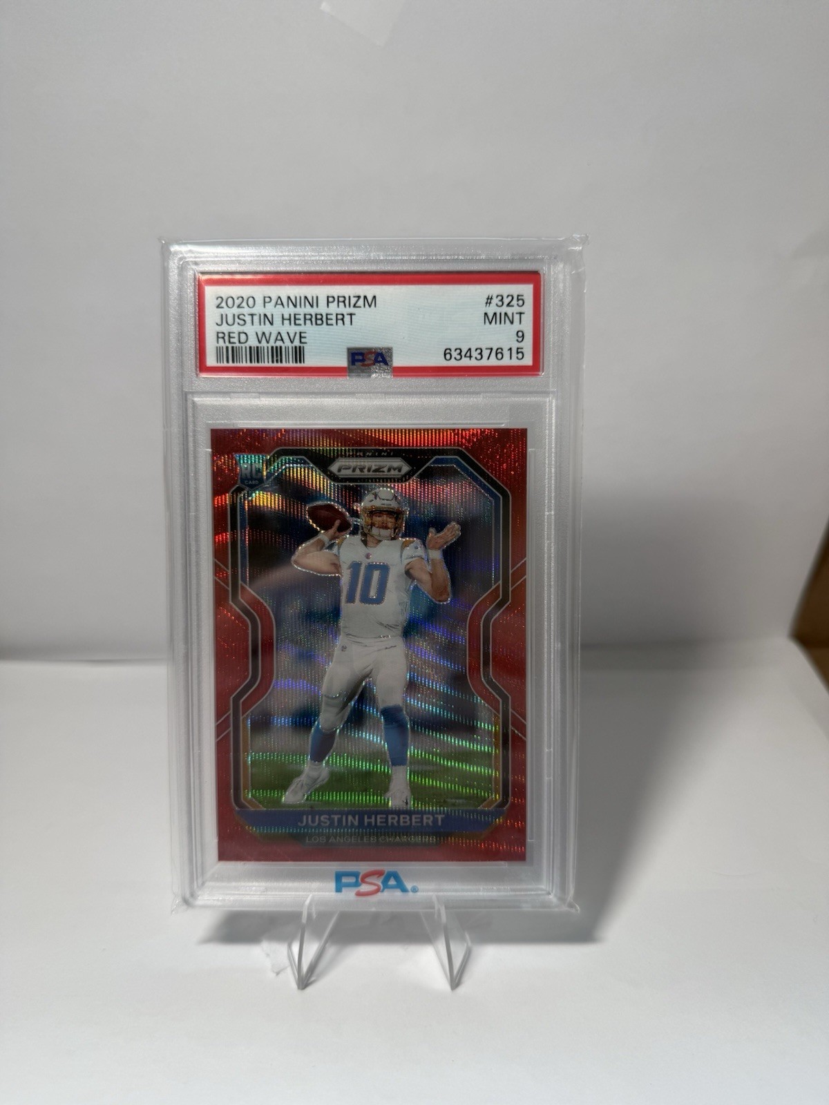 2020 Panini Prizm #325 Red Wave Justin Herbert /149 Rc Sp Chargers