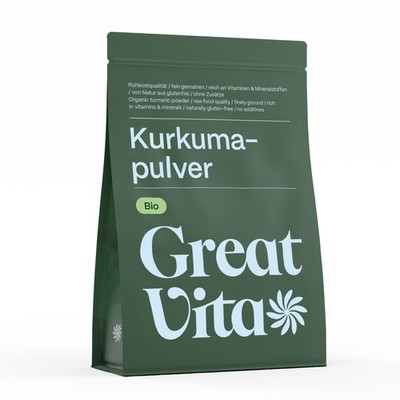 GreatVita Bio Kurkuma Pulver 1000g | 1kg fein gemahlen Premium Gelbwurz Curcuma