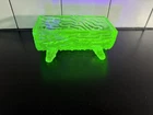 Vintage Northwood Green Depression Glass Uranium Log Sugar Trough Dish
