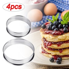 4x Stainless Steel English Muffin Rings Double Crumpet Rolled Cookie Tarts Ø8/
