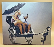 Banksy Tourists Child Canvas Wall Art 8x9in Float Frame
