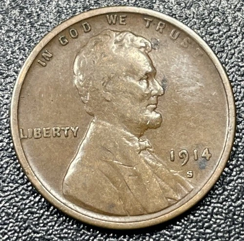 1914-S Lincoln Wheat Cent Penny 1c VF Very Find Semi-Key Date
