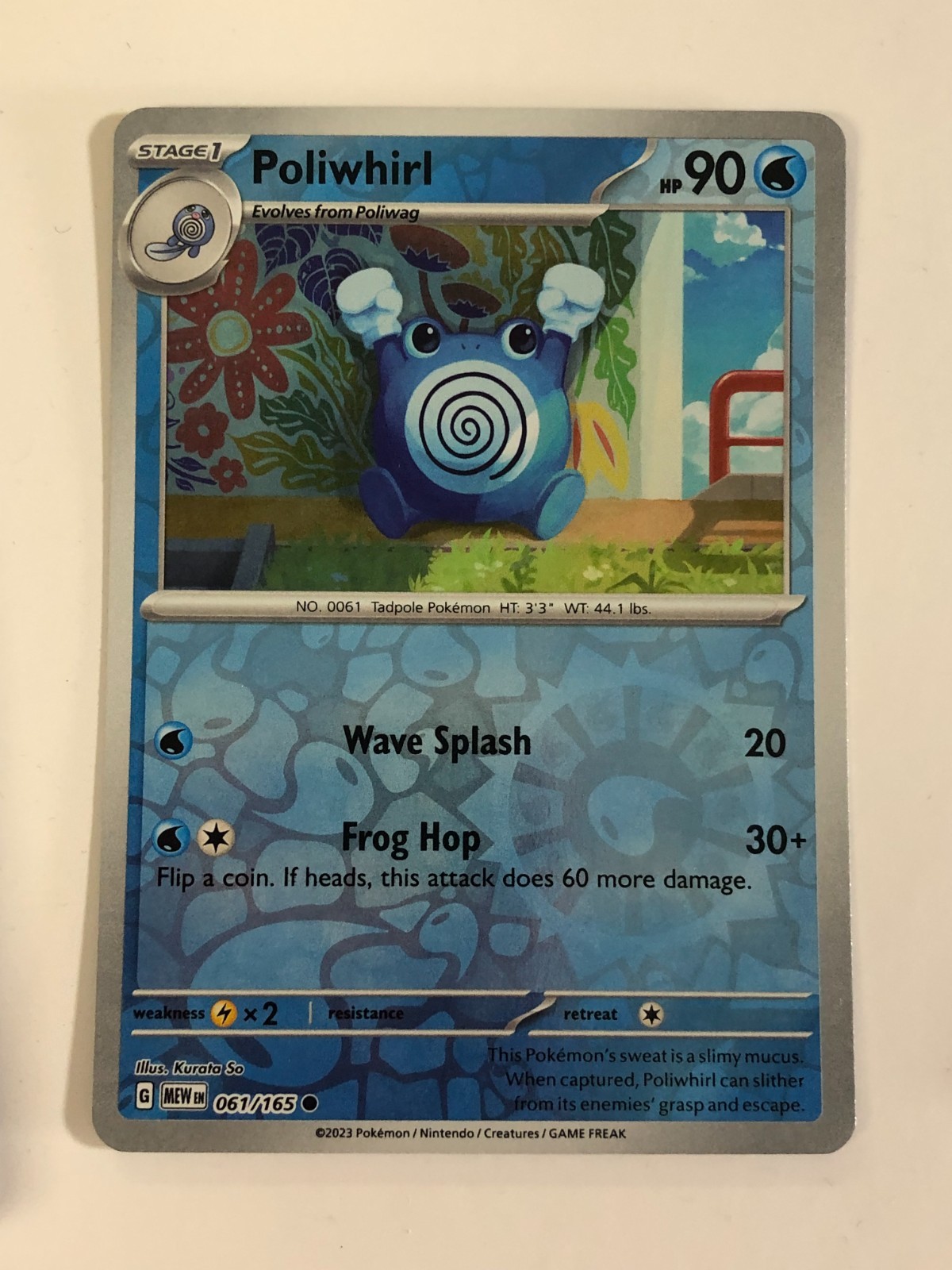 Pokemon TCG 151 Reverse Holographic Poliwhirl 061/165 Near Mint