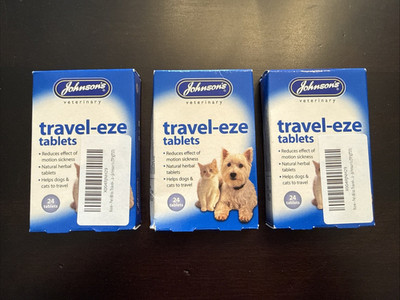 Lot of 3 Boxes: Johnsons Travel-Eze Tablets For Dogs And Cats Best by 7/2027