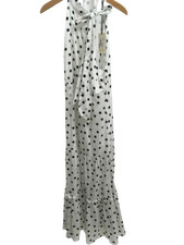 RIXO Ladies UKXS Eleanora Bohemia Spot Dress Ivory/Black Tie Detail BNWT Classic