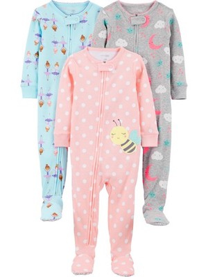 Simple Joys by Carter's Baby 3pack Snugfit Footed Cotton Pajamas, Ballerina/M...