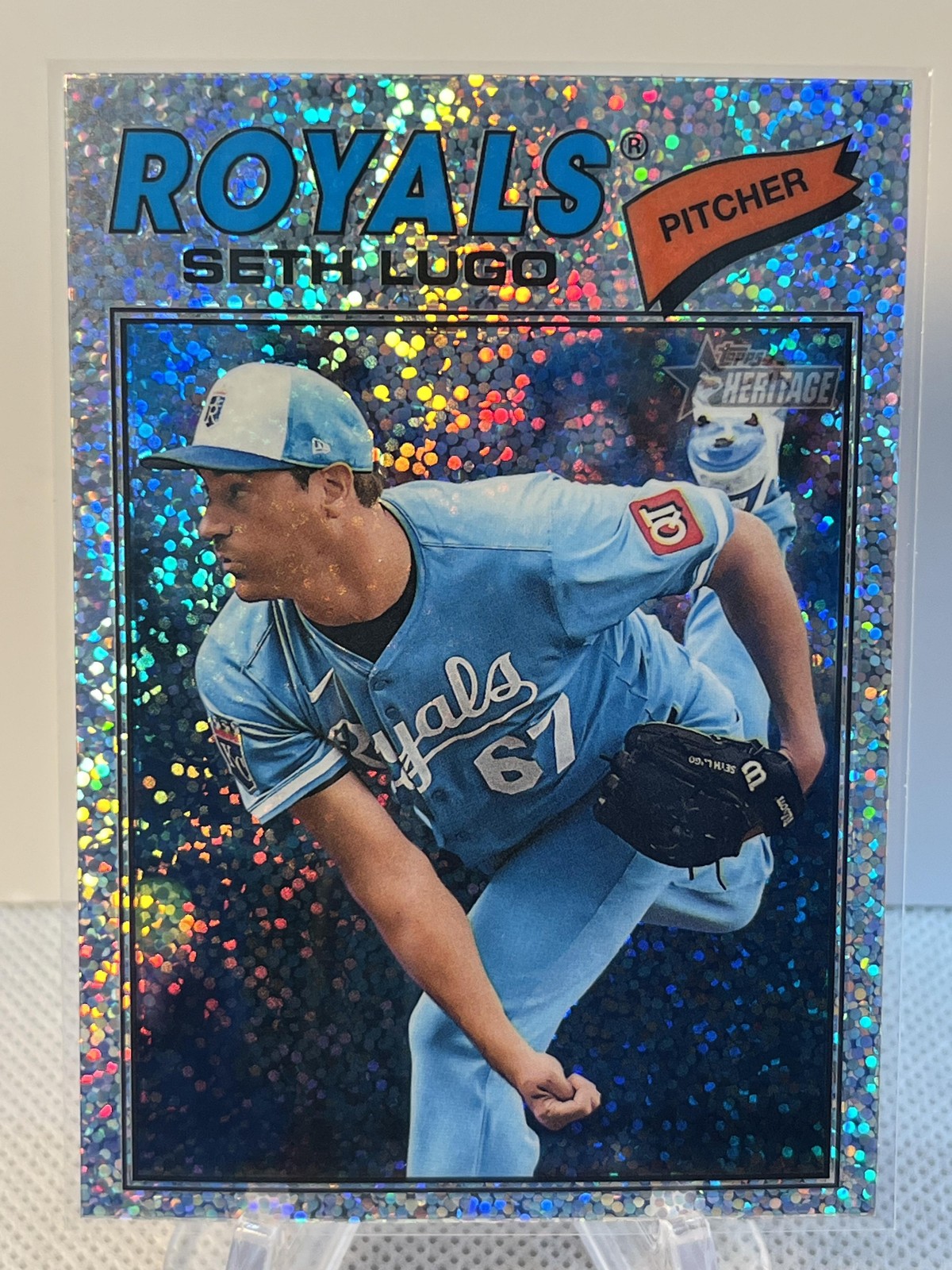 2026 Topps Heritage Seth Lugo Chrome Light Blue Sparkle Refractors #192 Royals
