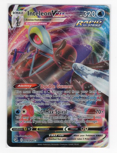 INTELEON VMAX 079/264 FUSION STRIKE VMAX RARE NM 2021 POKEMON HOLO