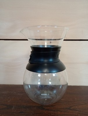  BODUM GLASS POUR OVER COFFEE MAKER & STOPPER BLACK STRAP 
