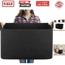 95L Extra Large Blanket Basket, 24" x 16.9" x 14.2" Woven Storage Basket for ...