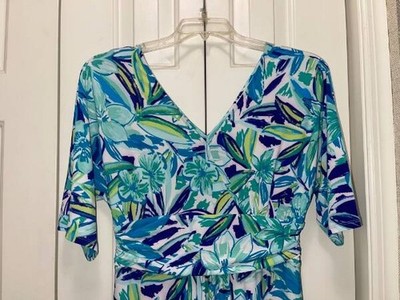 PAPPAGALLO Blue & Green Floral Print Maxi Dress-Size Medium-New With Tags