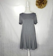 Forever 21 Womens Fit & Flare Dress Gray Heathered Short Sleeve Stretch M