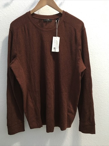 vince mens slim fit waffle knit l/s t 