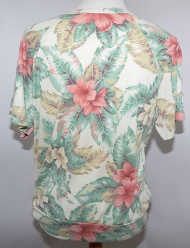 Vintage Private Line New York creme beige tropische Blumen Top Made in USA Damen M - Bild 5 von 8